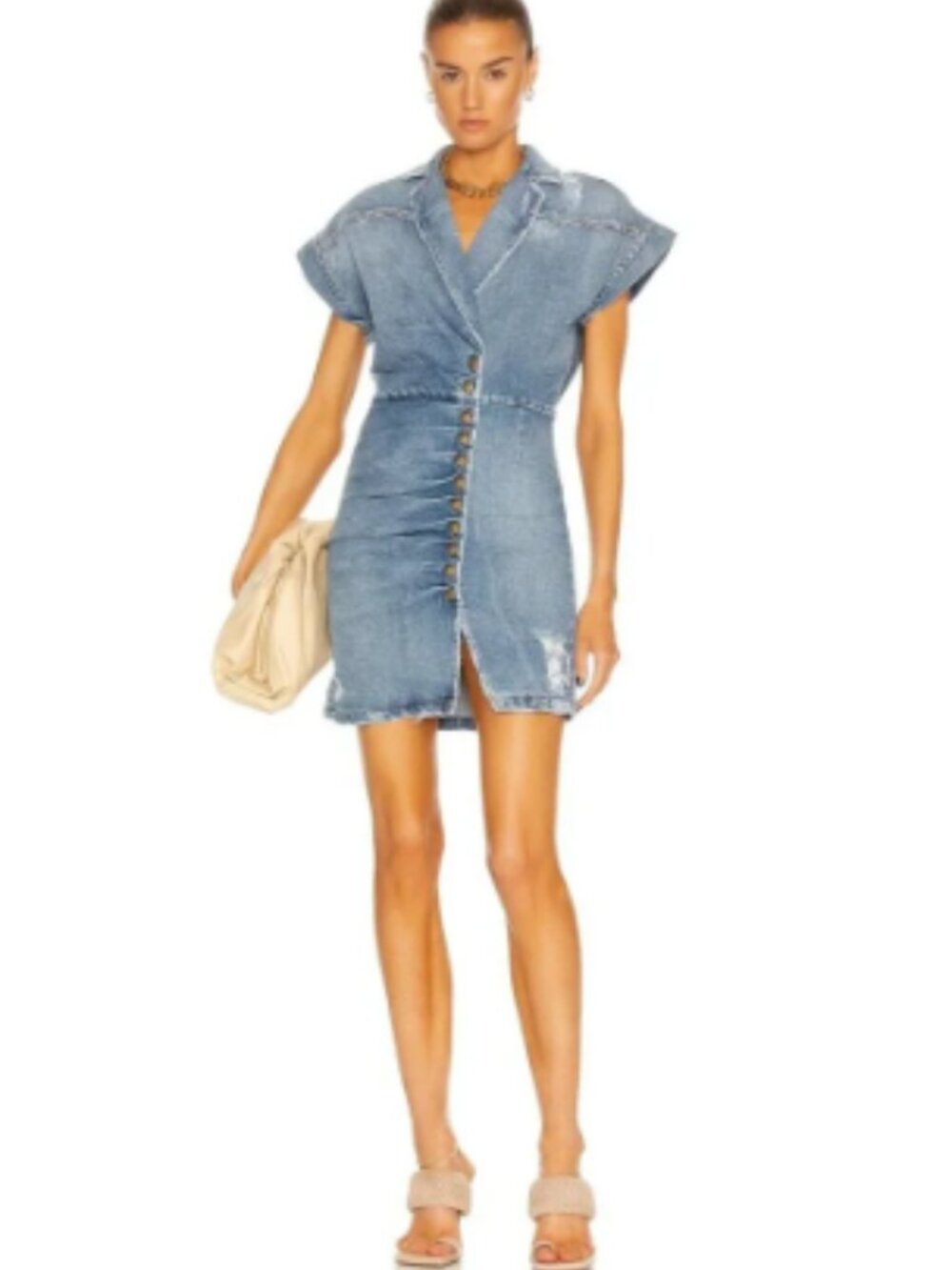 Retrofete Gia Denim Dress in Blue Jay -  Jean Mini Shirtdress